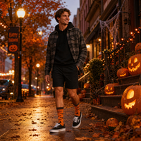 Chaussettes amusantes pour fête d'Halloween pour hommes et femmes - Chaussettes décontractées à thème Trick-or-Treat aux couleurs vives