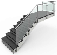 JBM Garde-corps d'escalier intérieur pour bureau, balustrade de balcon en verre sans cadre, poteaux de balustrade d'escalier en acier inoxydable, colonne de main courante