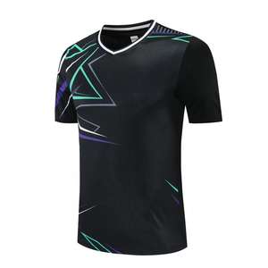 Camiseta deportiva de secado rápido con estampado personalizado para hombre, camisetas transpirables de servicio OEM para correr, entrenamiento, bádminton, tenis de mesa - Product Image 2