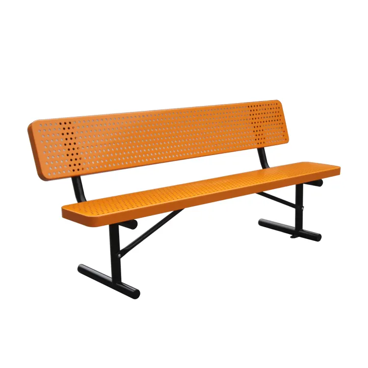 Commercial Outdoor Garden Furniture Rustic Bench Seat Die Casting Perforated Metal Long Steel Patio Bench Chair