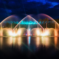 Fontaine d'eau musicale flottante en acier inoxydable pour jardin, lac, étang, piscine, avec éclairage, à prix abordable