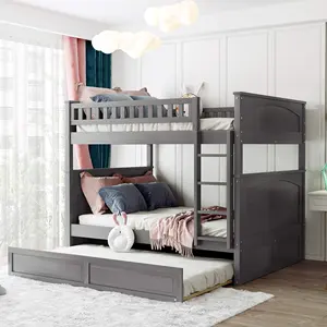 Muebles Modernos para el Hogar, Literas de Madera para Dormitorio, Muebles con Estructura de Litera Completa sobre Completa con Cama Nido Individual - Product Image 1