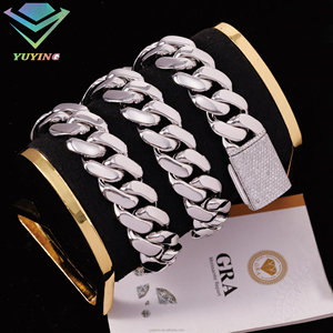 Cuban link sliver chain VVS Moissanite diamond clasp GRA certificate Gold plated 925 sterling sliver Pass diamond tester Unisex - Product Image 3