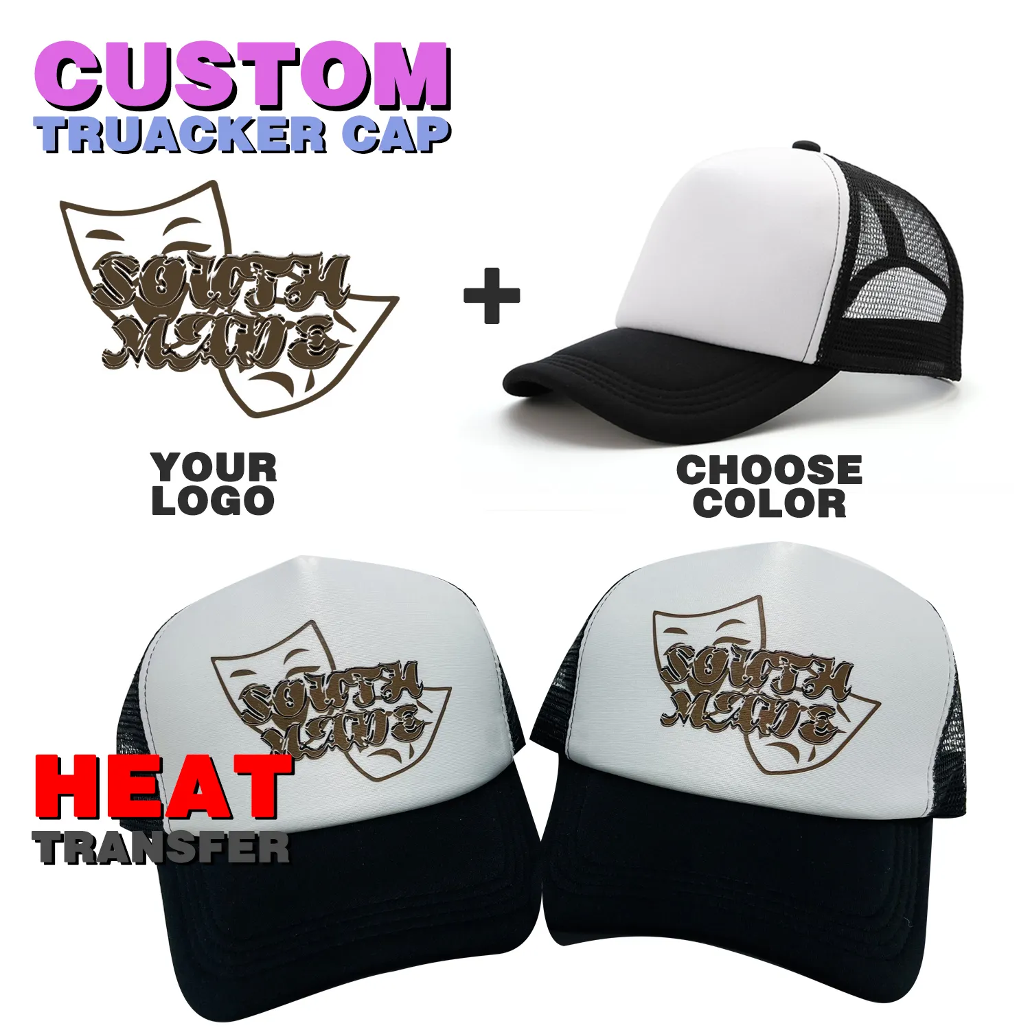 high quality trucker hat cap custom blank mesh hat for men foam trucker hat with logo print for 5 or 6 panels