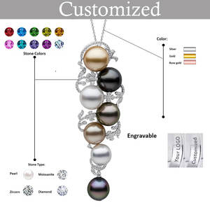 Lixin 2ピースファインジュエリーセットカラフルな模造真珠イヤリングネックレスジルコン銅金メッキパーティー婚約 - Product Image 5