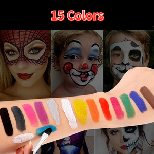 Hadyah Factory – 15 couleurs de peinture de visage Non toxique, maquillage du corps, eau sûre, peinture à l'huile avec pinceau, outils de fête d'halloween et de noël - Product Image 4