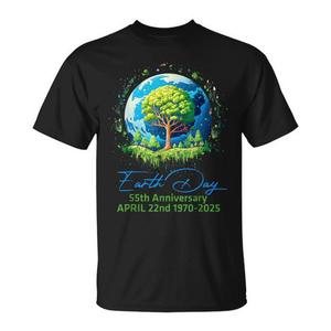 T-shirt promozionale ecologica in cotone girocollo a maniche corte per il 55° anniversario della Giornata della Terra 2025 - 22 aprile 1970 - 2025 - Product Image 1