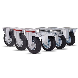 Roulettes pivotantes robustes de 75 mm (3 pouces) avec frein, anti-poussière, en caoutchouc massif, pour usage industriel - Product Image 1