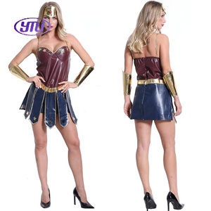 Vente en gros <span class=keywords><strong>League</strong></span> <span class=keywords><strong>of</strong></span> Legends Gladiator Uniform Costumes Brown Wonder-Woman Cosplay Costume - Product Image 1