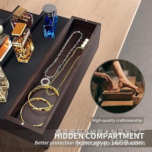 Wooden Cosmetic <b>Storage</b> Rack Desktop Tiered Perfume Holder With <b>Drawers</b> Jewelry <b>Box</b> Rectangle 3 Floors Multipurpose - Product Image 2