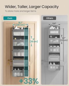 5-Tier Foldable Metal Hooks Transparent Nylon Mesh Hanging Door Organizer with 5 <b>Large</b> Pockets Over the Door Organizer - Product Image 2