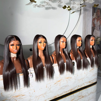 Perruques brésiliennes 100 % cheveux humains vierges, lisses comme des baguettes, avec dentelle frontale, perruques complètes en cheveux humains, perruques frontales en dentelle HD transparente 13x4