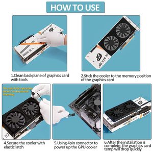 Ventilateur de refroidissement en aluminium PWM à 4 broches avec roulement à billes, lumière LED colorée, 20 CFM-Muet, refroidisseur <span class=keywords><strong>GPU</strong></span>/CPU pour carte graphique - Product Image 4
