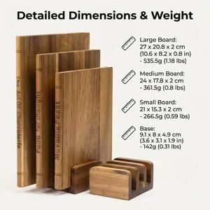 Juego de Tablas de Cortar de Madera de Acacia con Base de 27 cm, 24 cm y 21 cm, Multifuncional para Uso en la Cocina - Product Image 4