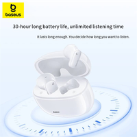 אוזניות אלחוטיות Baseus E10 פרימיום משומשות, אוזניות סטריאו BT עם ביטול רעשים לספורט ושיחות
