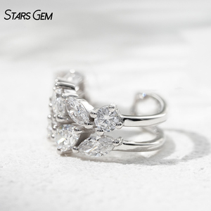 ต่างหูแบบหนีบสำหรับผู้หญิงจาก Starsgem ทองคำแท้ 10K รูปทรงแฟนซี ประดับเพชรทรงกลม ทรงหยดน้ำ ทรงมาร์คีส์ และมรกต เพชรแล็บ ทองคำขาว/ทองคำเหลือง 1 ชิ้น - Product Image 6