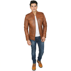 Chaqueta de cuero auténtica para hombre, edición limitada, estilo vintage, de piel de vaca genuina, chaqueta americana para hombre. - Product Image 1
