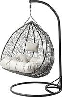 Fauteuil suspendu en forme de cocon, balançoire de jardin, hamac, coussins de luxe amovibles, fauteuil suspendu en rotin PE pour l'extérieur