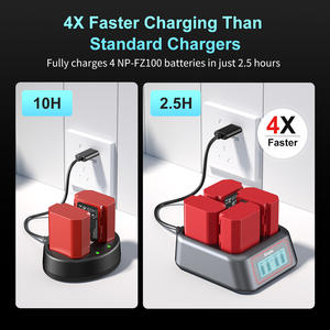 KingMa Chargeur à 4 emplacements pour batterie NP FZ100 Compatible avec Sony A9 A9II A9III A7III A7RIII <span class=keywords><strong>A7RIV</strong></span> A7IV A7SIII FX3 - Product Image 3