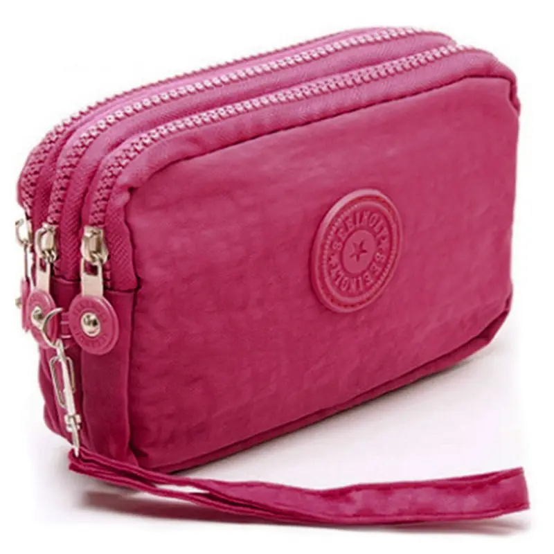 3 Zipper Ladies Wallets Ladies Wallets Brand Clutches Coin Purse Card Key Canvas Short Ladies Girls Wallets Handbags