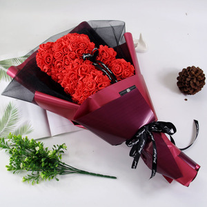 Amour éternel, beauté intemporelle, cadeau de la Saint-Valentin 2026, bouquet de Noël en dessin animé, ours en roses PE, fleurs préservées - Product Image 3