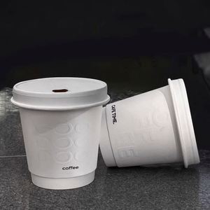 Wholesale Custom Embossed Uv Printing Double Wall Biodegradable Paper <b>Cup</b> <b>Disposable</b> Coffee <b>Cup</b> with logo - Product Image 4