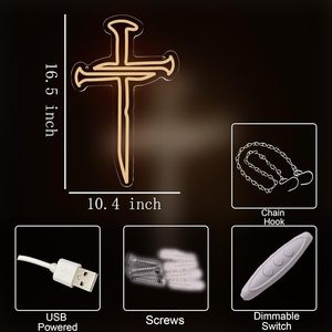Cross Letreros Neon LED indoor hanging ambient light shop <b>sign</b> wall decoration light entrance indicator light luminous <b>sign</b> - Product Image 3