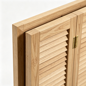Puerta de Madera Maciza con Rejillas, Apertura Lateral Interior, Diseño Moderno Minimalista sin Acabado, para Armario de Dormitorio - Product Image 6