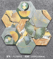 Carreaux muraux hexagonaux en mosaïque à motifs métalliques dorés pour cuisine, salle de bain, douche, crédence 200x230mm, décoration intérieure