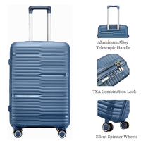Valise de voyage chic et légère en PP, résistante à l'usure, avec serrure TSA, bagage cabine pour voyages d'affaires en avion, vente en gros