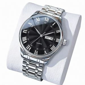 Montre Classique pour Homme, Affichage Lumineux de la Semaine, Cadran en Verre Alliage Quartz Diamanté, Étanche, Date, Luxe, Affaires, Mode - Product Image 1