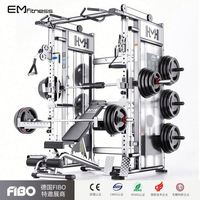 Machine Smith multifonctionnelle commerciale, équipement de fitness d'entraînement en intérieur avec banc de musculation, rack à squats et structure Flying Bird en tube robuste