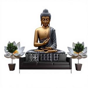 Tapiz de Arte Zen Psicodélico con Meditación de Buda Blanco y Flores, Decoración de Halloween, Estatua Budista para Colgar en la Pared - Product Image 1