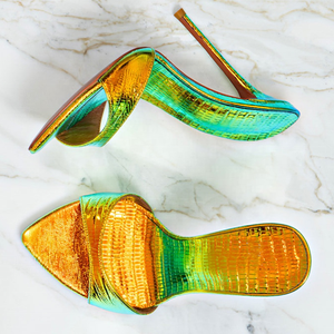 Zapatos de Mujer Personalizados, Elegantes Sandalias de Verano con Punta en Pico y Estampado de Serpiente, Tacón Alto y Fino, Talla Grande 43 - Product Image 2