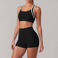 Ensemble de yoga 2 pièces pour femme, grande taille, mode hiver, soutien-gorge de sport et short de cyclisme, taille haute élastique, extensible, en nylon/spandex
