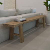 Banc long de salle à manger en bois d'orme, style rustique vintage, pour maison de campagne, villa, hôtel, restaurant