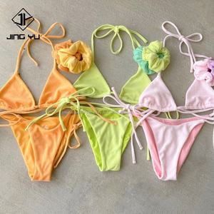 Traje de Baño de Dos Piezas con Textura de Bikini, Traje de Baño Deportivo para Mujer, Conjunto de Bikini con Tiras y Cuello Halter, Traje de Baño de Nailon y Elastano 2024, Bikini Personalizado - Product Image 3