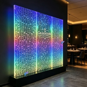 แผงผนังน้ำตก LED RGB แบบฟองอากาศ สำหรับตกแต่งภายในบ้าน ร้านอาหาร รูปทรงสี่เหลี่ยมผืนผ้า ควบคุมด้วยรีโมท ผลิตจากพลาสติก ติดตั้งบนผนัง - Product Image 1