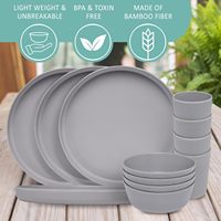 Ensemble d'assiettes et bols en fibre de bambou RPET PLA PP Passe au lave-vaisselle et au micro-ondes Lot de 4 vaisselle de cuisine durables