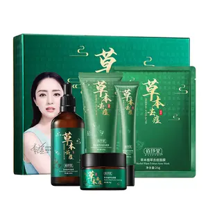 Set Perawatan Wajah Herbal alami Anti jerawat, Set perawatan kulit wajah melembapkan, Pembersih wajah, Krim Serum organik Anti jerawat