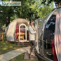 Tenda Kubah Polikarbonat Hotel Eropa Modern Desain Baru Terlaris, Rumah Kubah Kristal PC Modular Prefab untuk Luar Ruangan