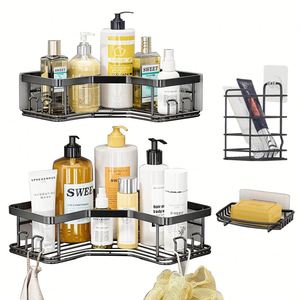 5 Pack Shower Caddy <b>Corner</b> Adhesive Wall Mounted Metal <b>Bathroom</b> Storage Holder Shower Caddy Organizer Rack Shelves for Home - Product Image 6