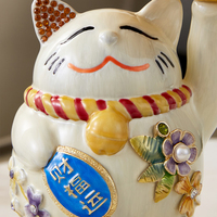 Nouvelle Série RORO Art Déco : Adorable Chat Mignon avec Plateau pour Clés, Ornement de Table ou de Bureau, Peinture Émail Faite à la Main