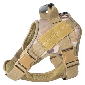 Okkpets thiết kế tùy chỉnh ngoài trời thoáng khí có thể điều chỉnh thoải mái Pet Phụ Kiện đào tạo chiến thuật Dog vest Harness Set