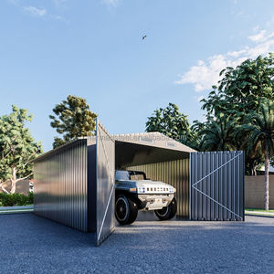 Abri de jardin extérieur en métal imperméable 20*10 pieds avec double porte, abri utilitaire et carport pour voiture, camion, vélo, jardin - Product Image 3