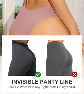 سراويل داخلية نسائية أحادية اللون لرفع المؤخرة بدون آثار ظاهرة، مصنوعة من الحرير الصناعي، مريحة وقابلة للتنفس، منخفضة الخصر للاستخدام اليومي - Product Image 3