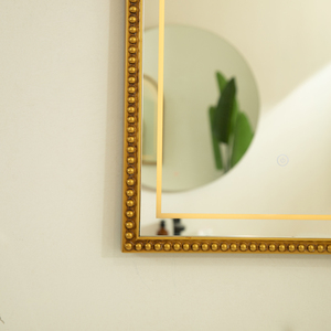 Avri <b>Mirror</b> 20'' Golden Beaded Arch-shaped PU Decorative Retro Wall <b>Mirror</b> with Three Color Temperatures Available - Product Image 5