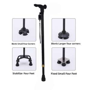 ไม้เท้าอลูมิเนียมสี่ขาสำหรับอาการบาดเจ็บที่เข่า การฟื้นตัวจากการผ่าตัดขา และการเคลื่อนไหว  แบบพกพา น้ำหนักเบา สำหรับผู้สูงอายุและผู้ใหญ่ - Product Image 6