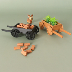 Chariot miniature de simulation pour maison de poupée, transporteur de briques en bois, véhicule de transport de travailleurs, modèle de scène de ferme miniature - Product Image 4
