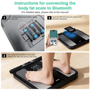 Báscula Inteligente de Grasa Corporal con 8 Electrodos, Pantalla a Color, 58 Datos, IMC, Grasa Muscular y Visceral, Sincronización con APP, 24 Usuarios, Modo Sin Conexión, Bluetooth - Product Image 3